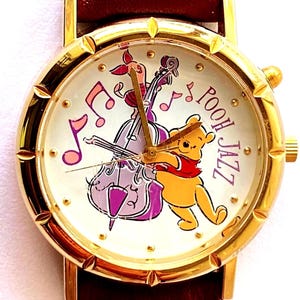 Winnie the Pooh ‘POOH JAZZ’ Musical Watch by Timex Very Good Condition Leather Band Vintage Pooh Watch Collectible Character Watch
