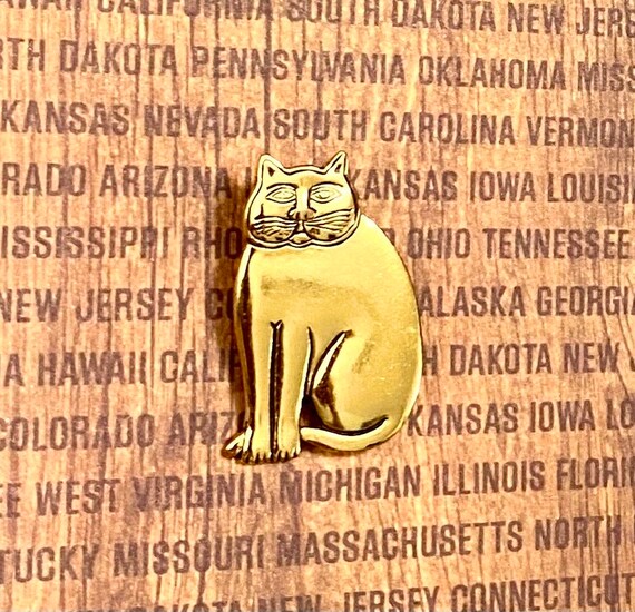 Laurel Burch Cat Brooch  Gold Plated Collectible … - image 3