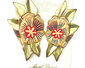 Laurel Burch &#39;Spirit of Womankind&#39; Floral Wood Earrings