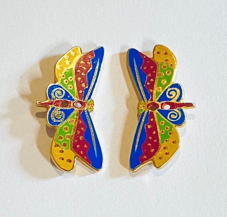 Laurel Burch Rare Dragonfly Buttons Set of Two Retired Hard to Find