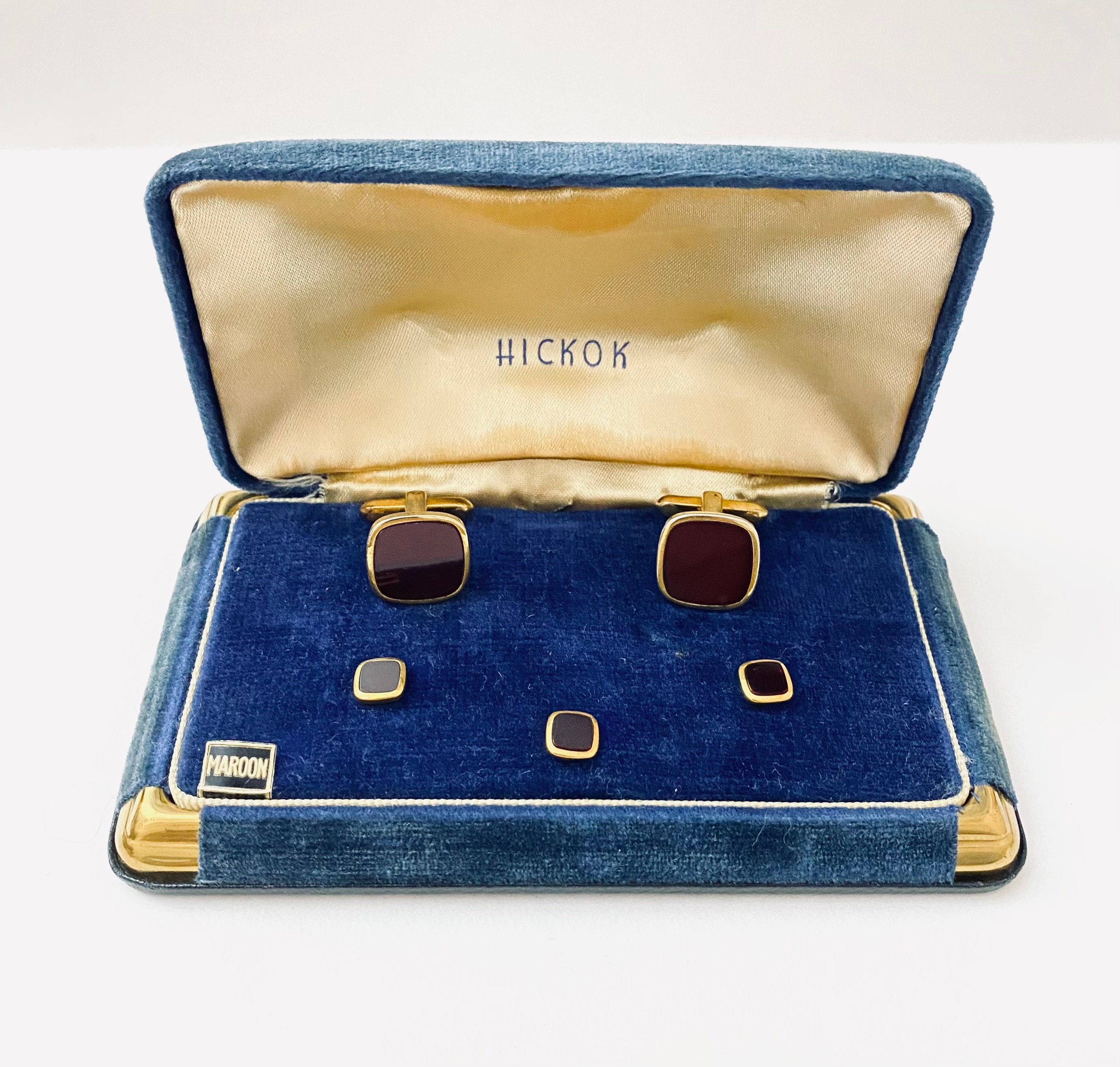 Vintage Hickok Cufflink & Stud Set, Original Gift Box Goldtone and
