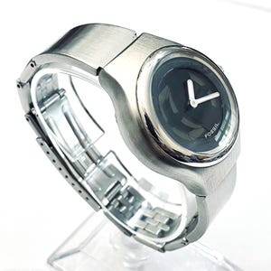 Vintage FOSSIL Big Tic Womens Watch Model JR-7873 Stainless Steel