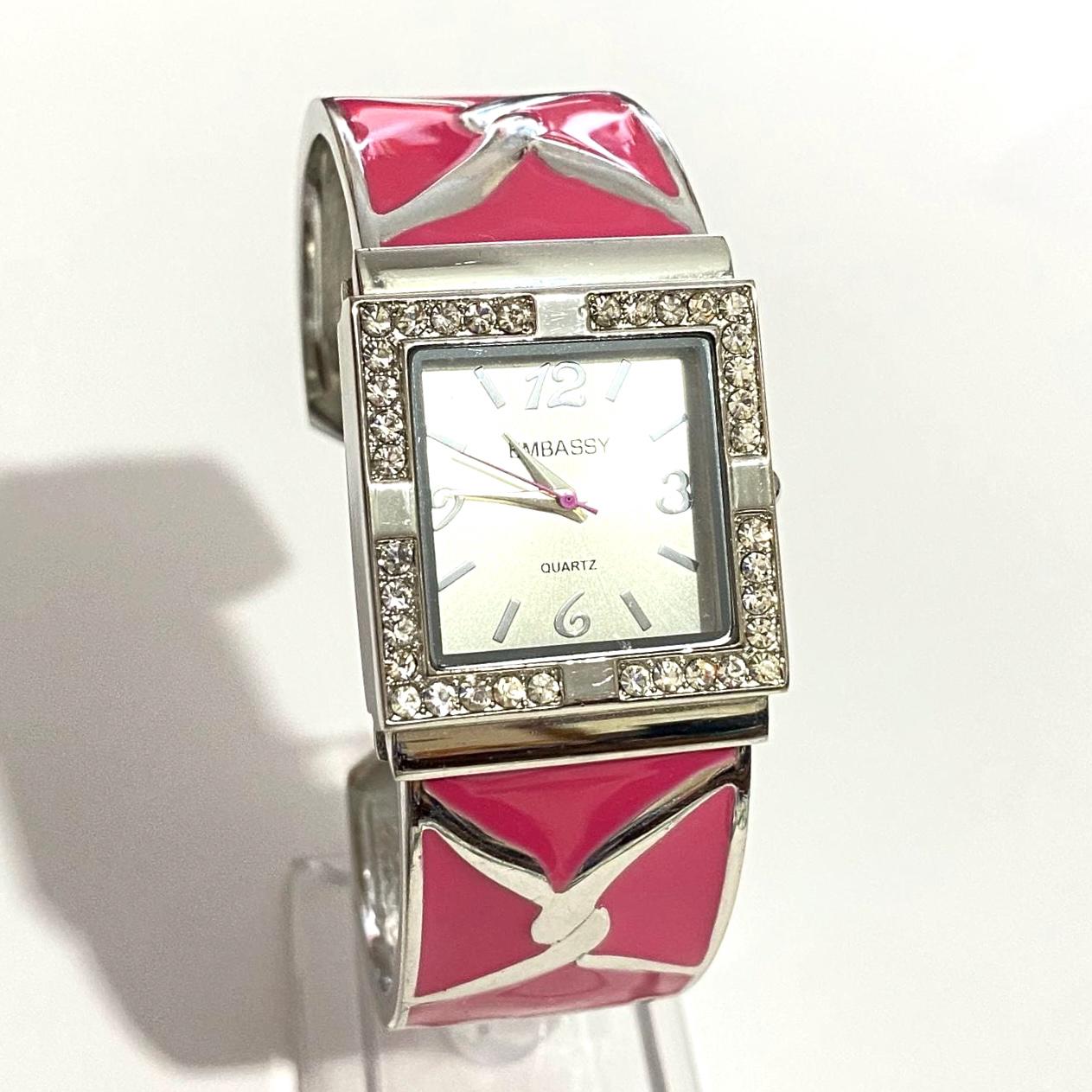 Western Silver Bangle Watch Embassy By Gruen Multicolor Stones‎ 22mm Adjustable Vintage Embassy by Gruen Silver Tone | Mercari main image 3