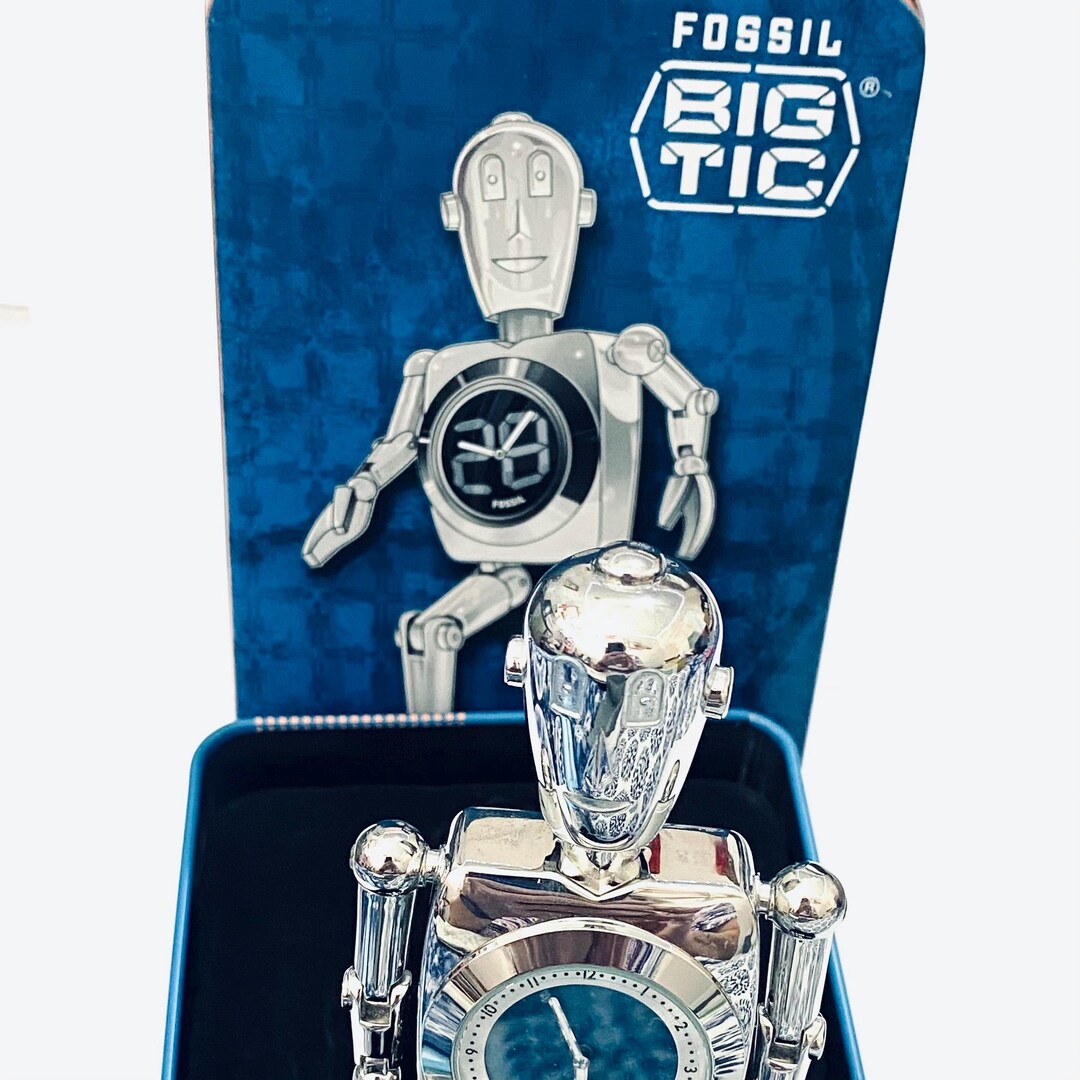 Vintage Fossil 'stan the Man' Big Tic Robot Clock, Limited Edition