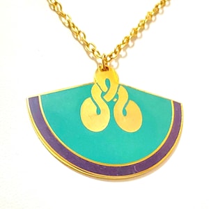 Upcycled Laurel Burch Pendant Necklace: Vintage Gold Tone Chain
