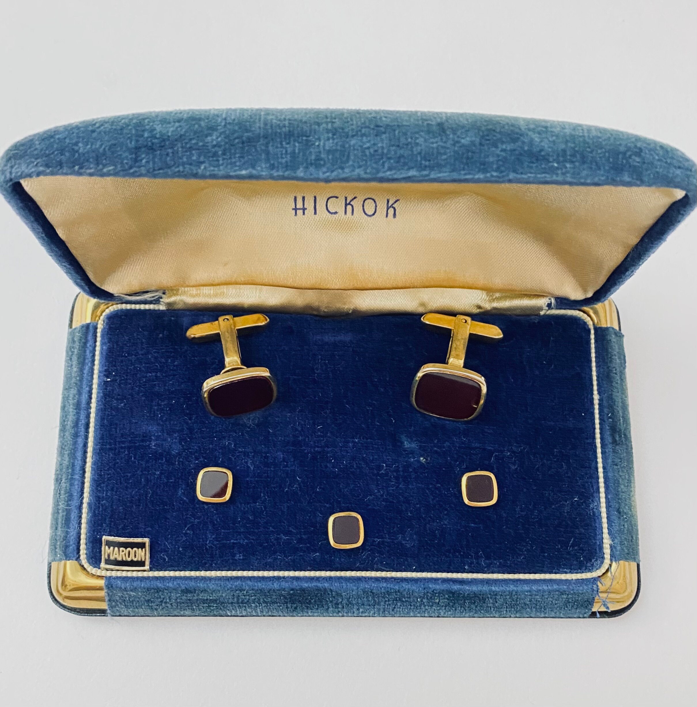 Vintage Hickok Cufflink & Stud Set, Original Gift Box Goldtone and