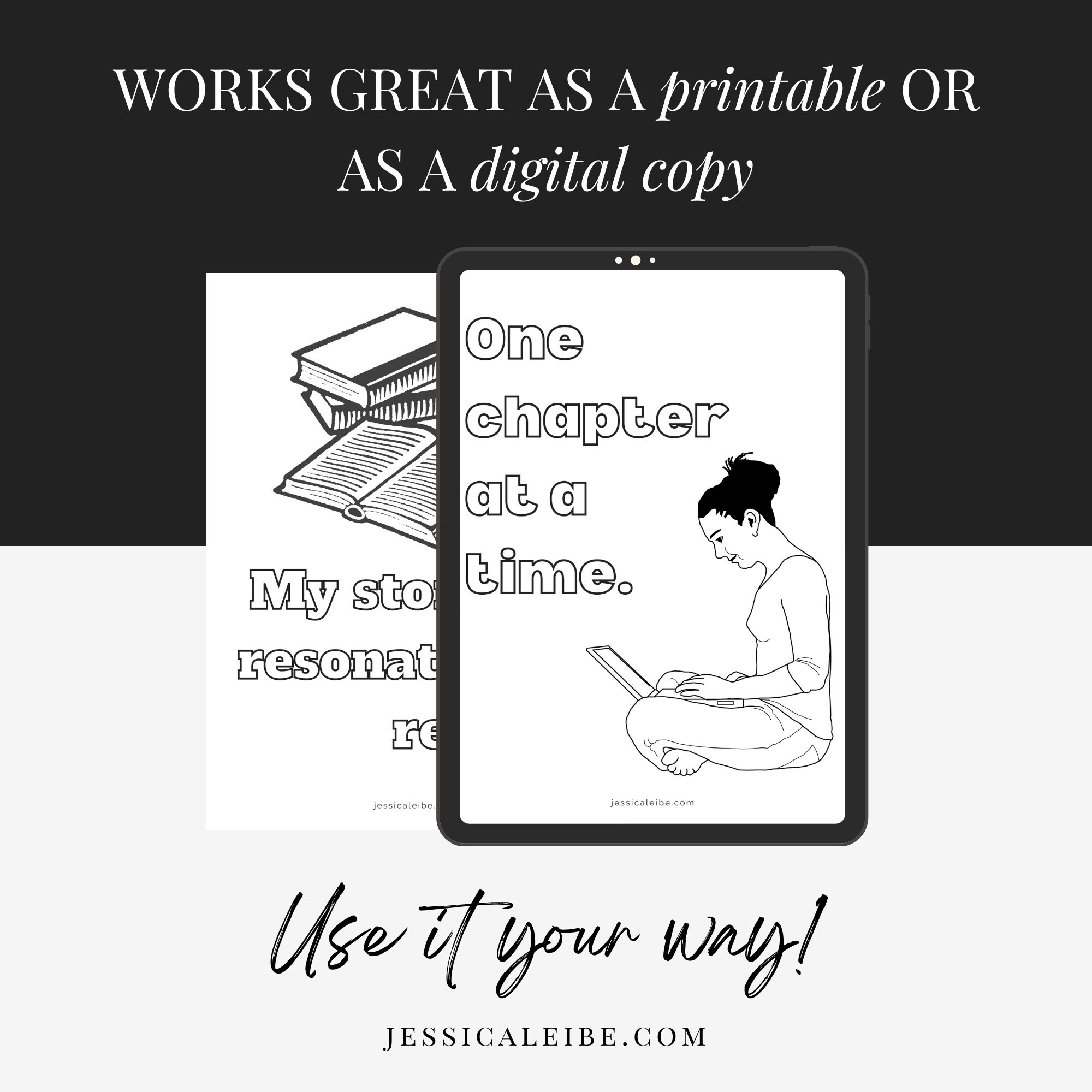 Writer Coloring Book, Printable Coloring Pages, Motivational Digital