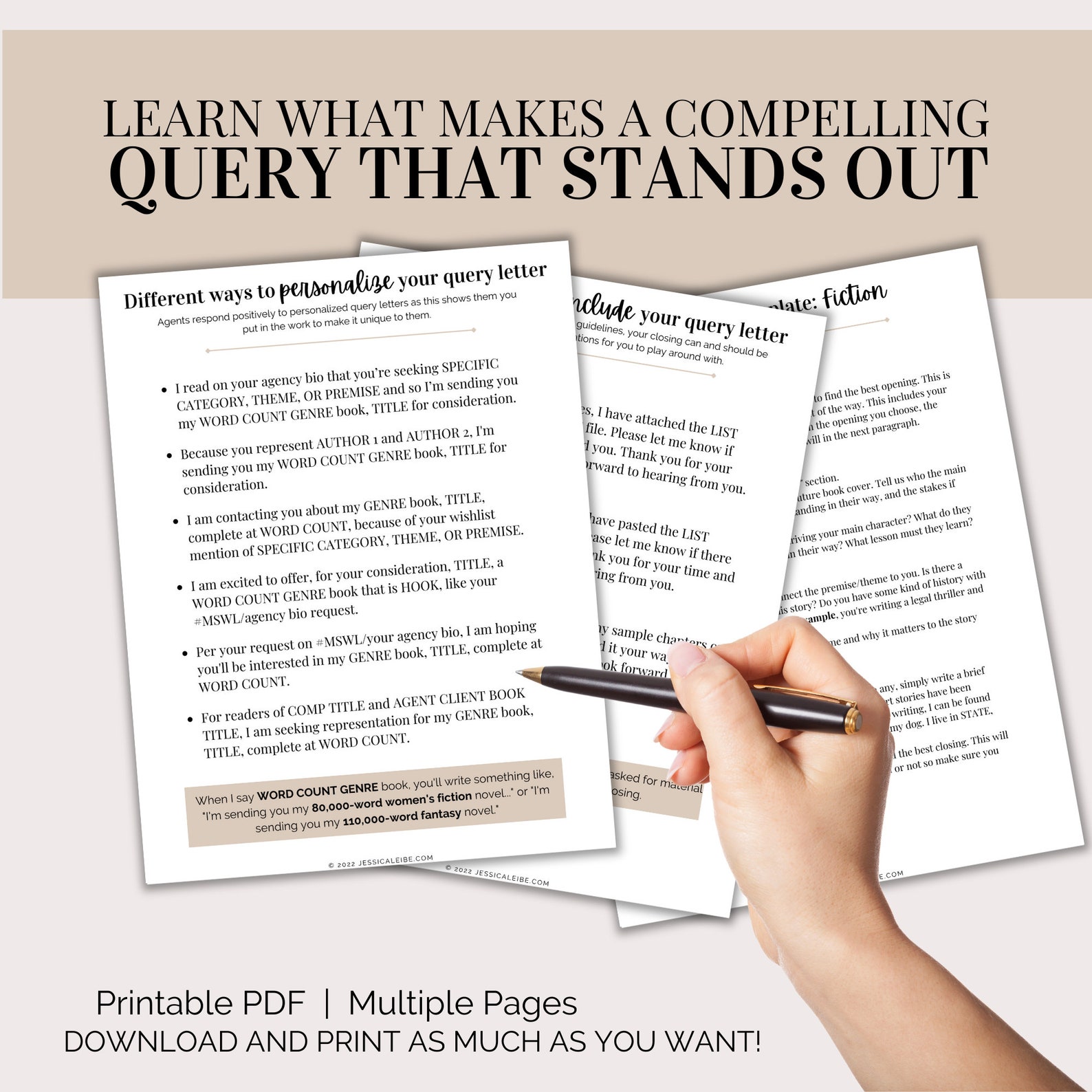 Query Letter Template Fiction Query Letter Template Etsy