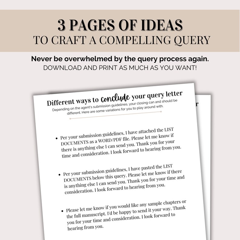 Query Letter Template Fiction Query Letter Template Etsy