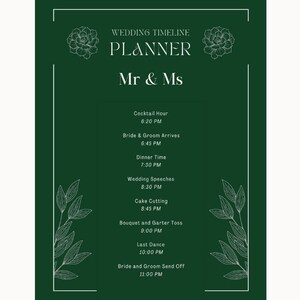 Wedding Timeline Green Modern
