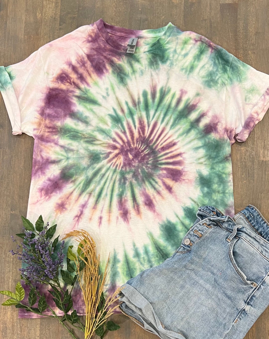 Wild Flower Tie Dye Shirt Spiral Tie Dye Adult S M L XL Youth XS S M L