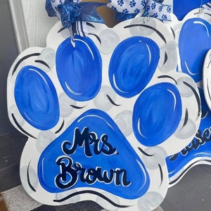 Paw print wooden door hanger