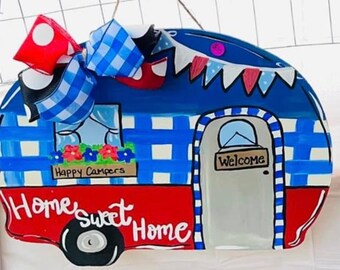 Patriotic camper door hanger