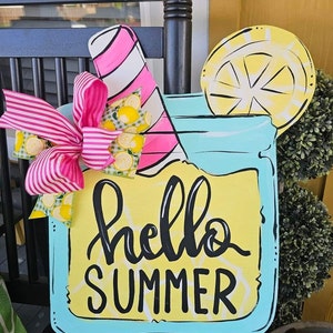 Lemonade mason hello summer door hanger