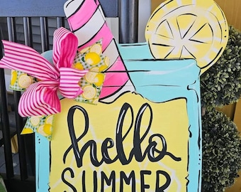 Lemonade mason hello summer door hanger
