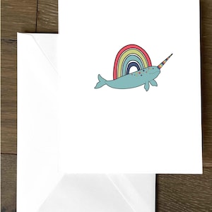 Vous êtes vraiment géniale exactement telle que vous êtes. Une carte de voeux avec narval et arc-en-ciel montrant votre soutien à la personne LGBTQIA que vous aimez.