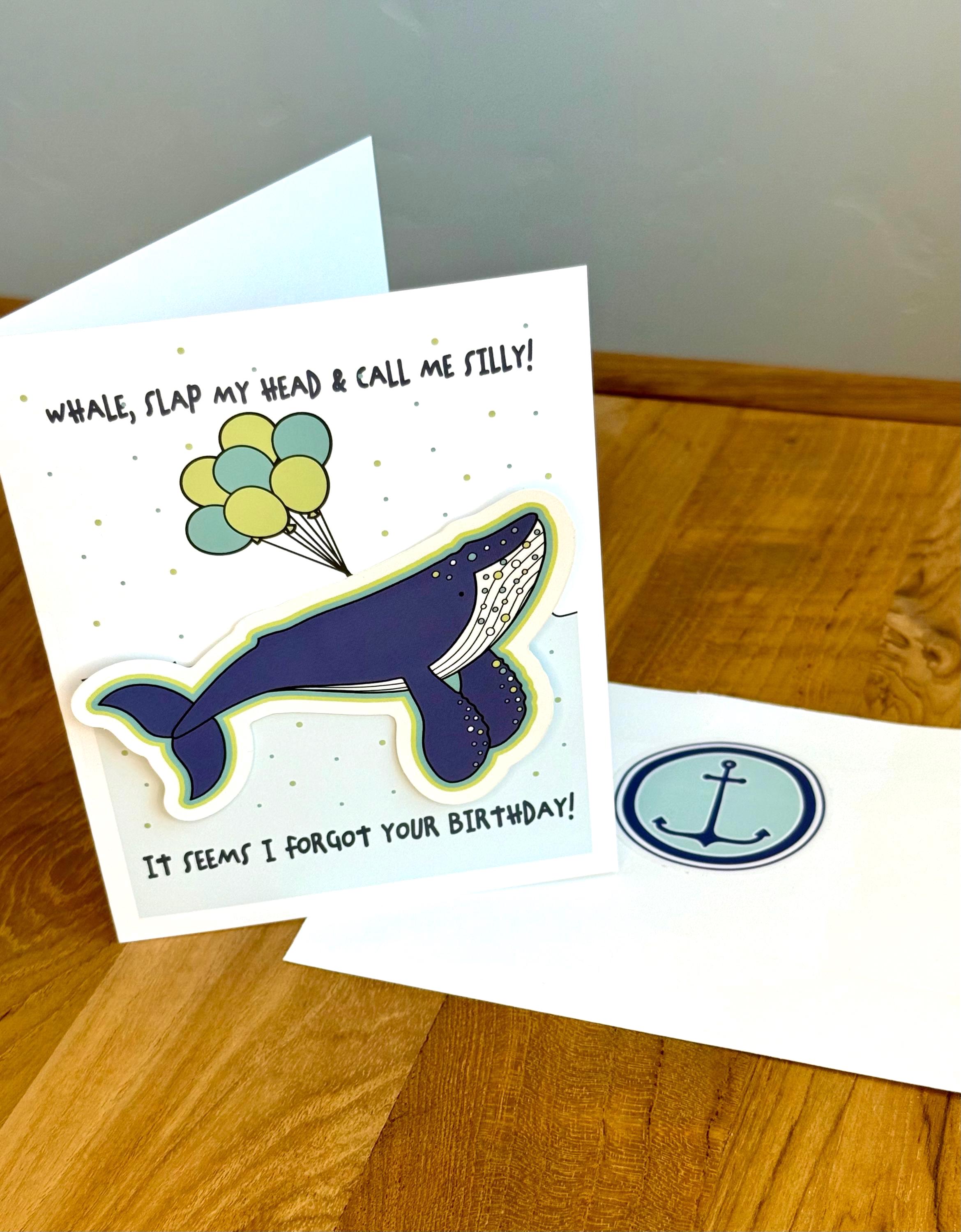 Belated Southern Charm Birthday Card and Whale Sticker Word Play Gift ...