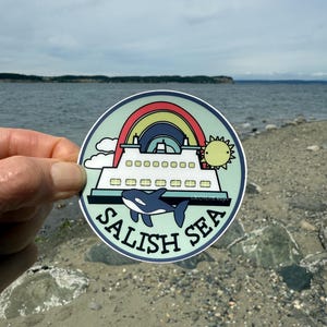 Salish Sea, Ferry, Rainbow, Orca Sticker!