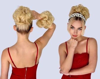 Extra Fluffy Mega Volume Messy Bun Big Hair Bun voor opgestoken kapsels