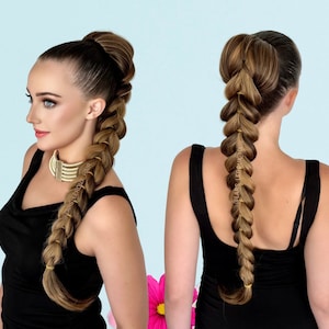 TOPAZ 24インチ フレンチブレイド フェイクドローストリング ポニーテール ヘアピース