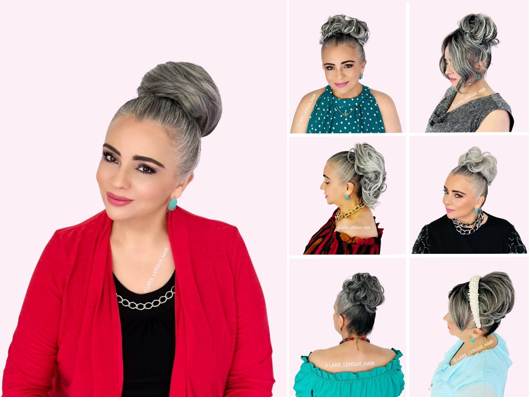 7 Different Styles Gray Hair Buns for Wedding Updo Bun Hairstyle Etsy