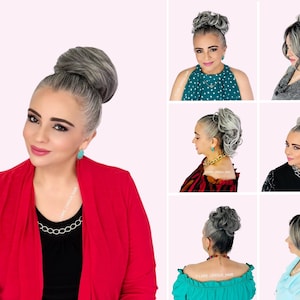5 Different Styles Gray Hair Buns for Wedding Updo Bun Hairstyle