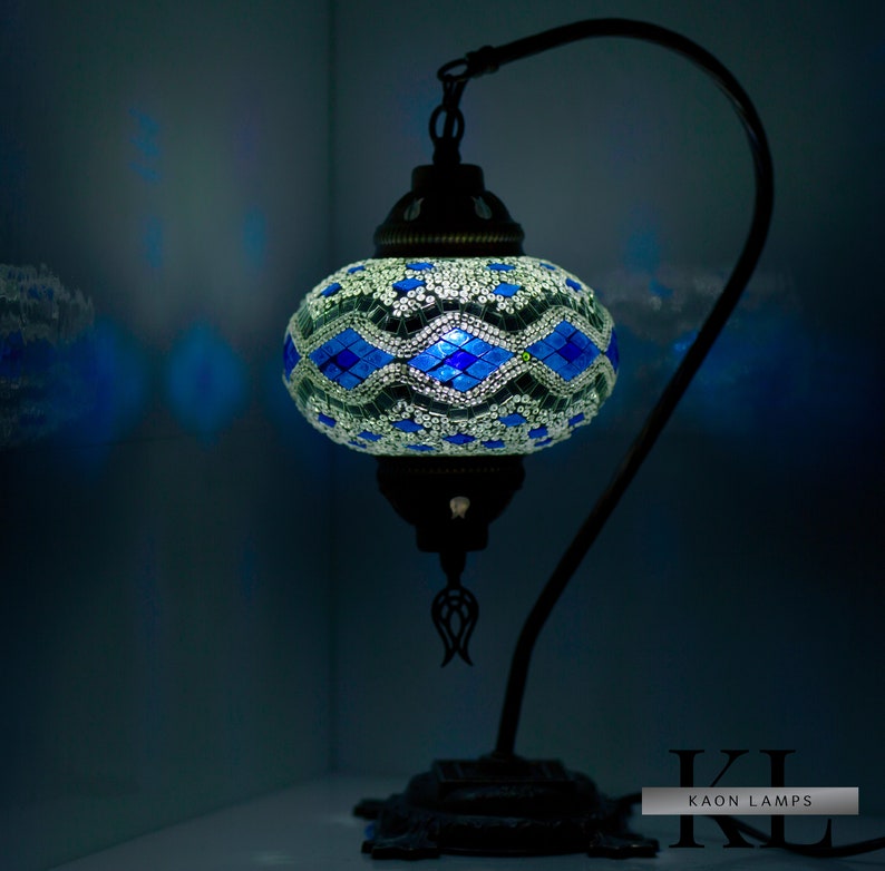 Color Options Swan Neck Table And Desk Lamp Turkish Mosaic Etsy