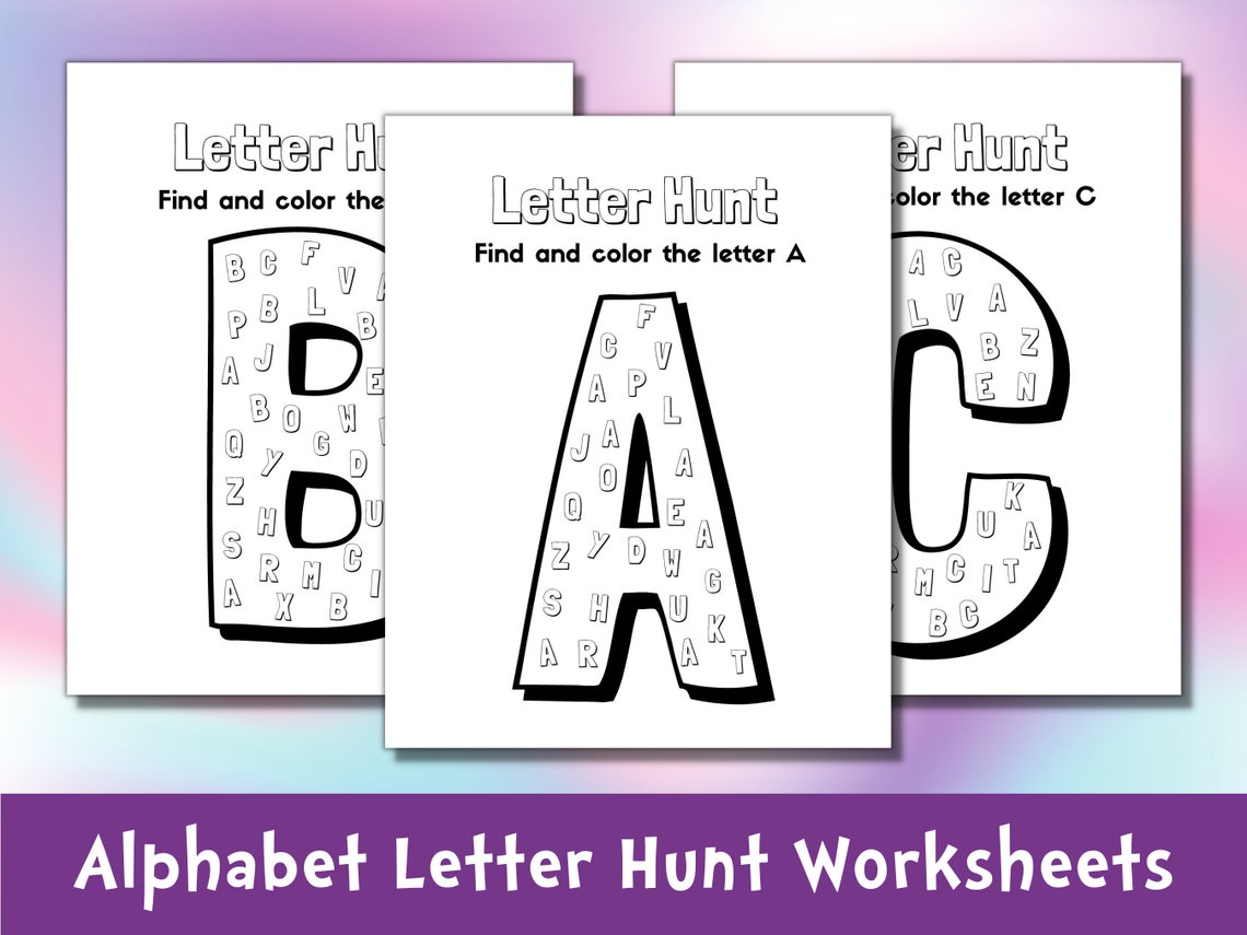 Alphabet Letter Hunt Worksheets Kindergarten Alphabet - Etsy