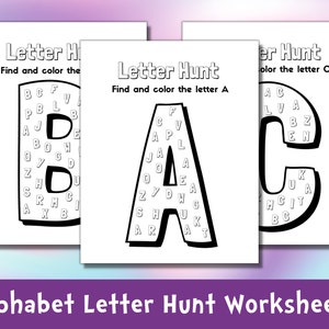Alphabet Letter Hunt Worksheets Kindergarten Alphabet - Etsy