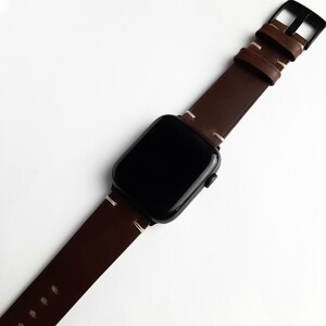 Vintage Handmade Leather Apple Watch Strap - Darkbrown