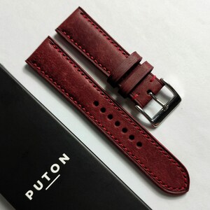 Bespoke Handmade Pueblo Leather Watch Strap - Coccinella