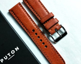 Cinturino per orologio in pelle Pueblo italiano fatto a mano su misura - Olmo