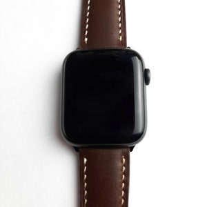 Handmade Leather Apple Watch Strap - Darkbrown