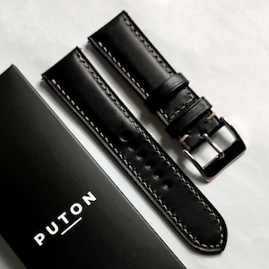 Bespoke Handmade Italian Buttero Leather Watch Strap - Black
