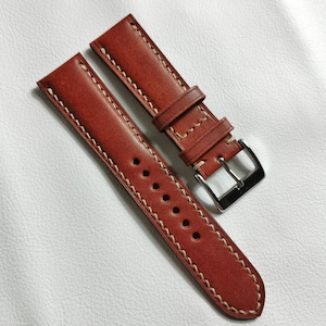 Bespoke Handmade Italian Buttero Leather Watch Strap - Cognac