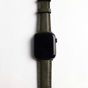 Handmade Leather Apple Watch Strap - Olive Green