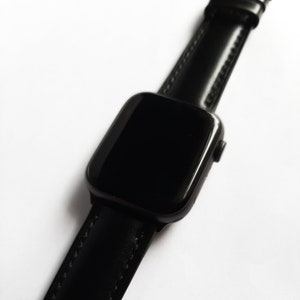 Handmade Leather Apple Watch Strap - Full Black