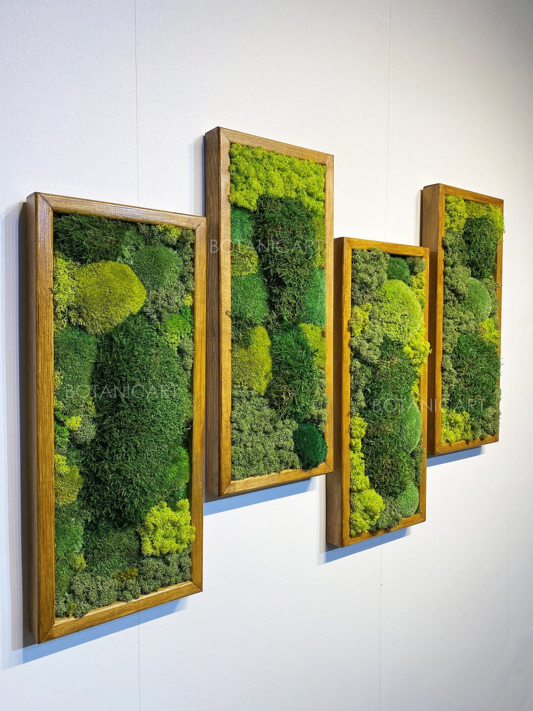 Moss Wall Art, Wood frame, Moss Art Work, Preserved Moss Art 32 inch * 10  inch