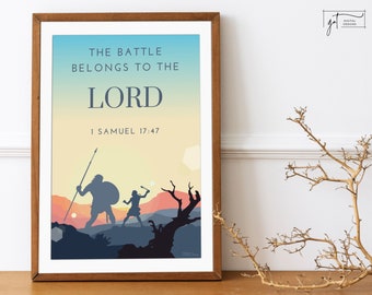 ダビデとゴリアテの聖書アートプリント｜サムエル記上 17:47（デジタル）