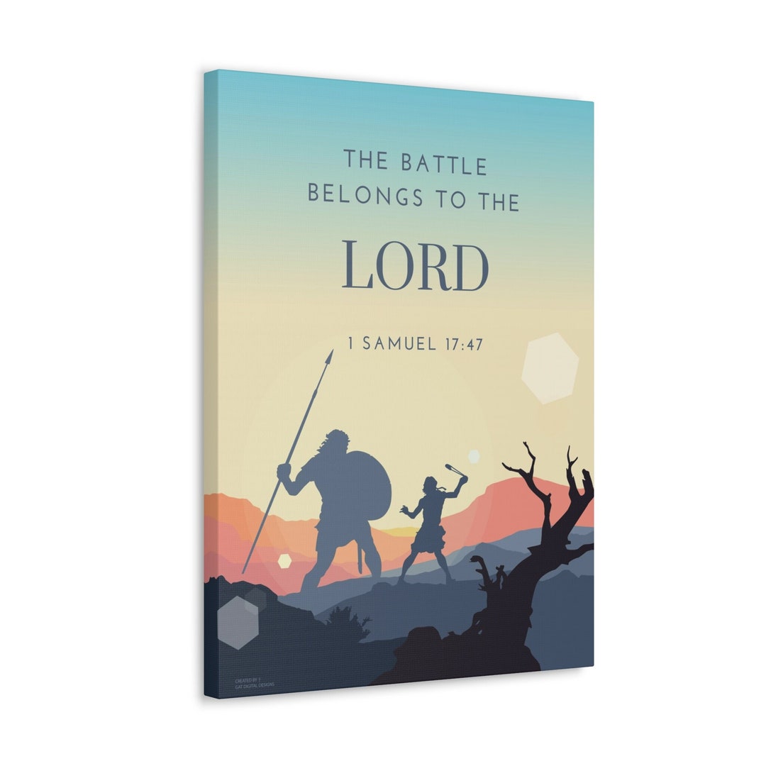David and Goliath Canvas Art: Bible Verse Scripture Print - Etsy