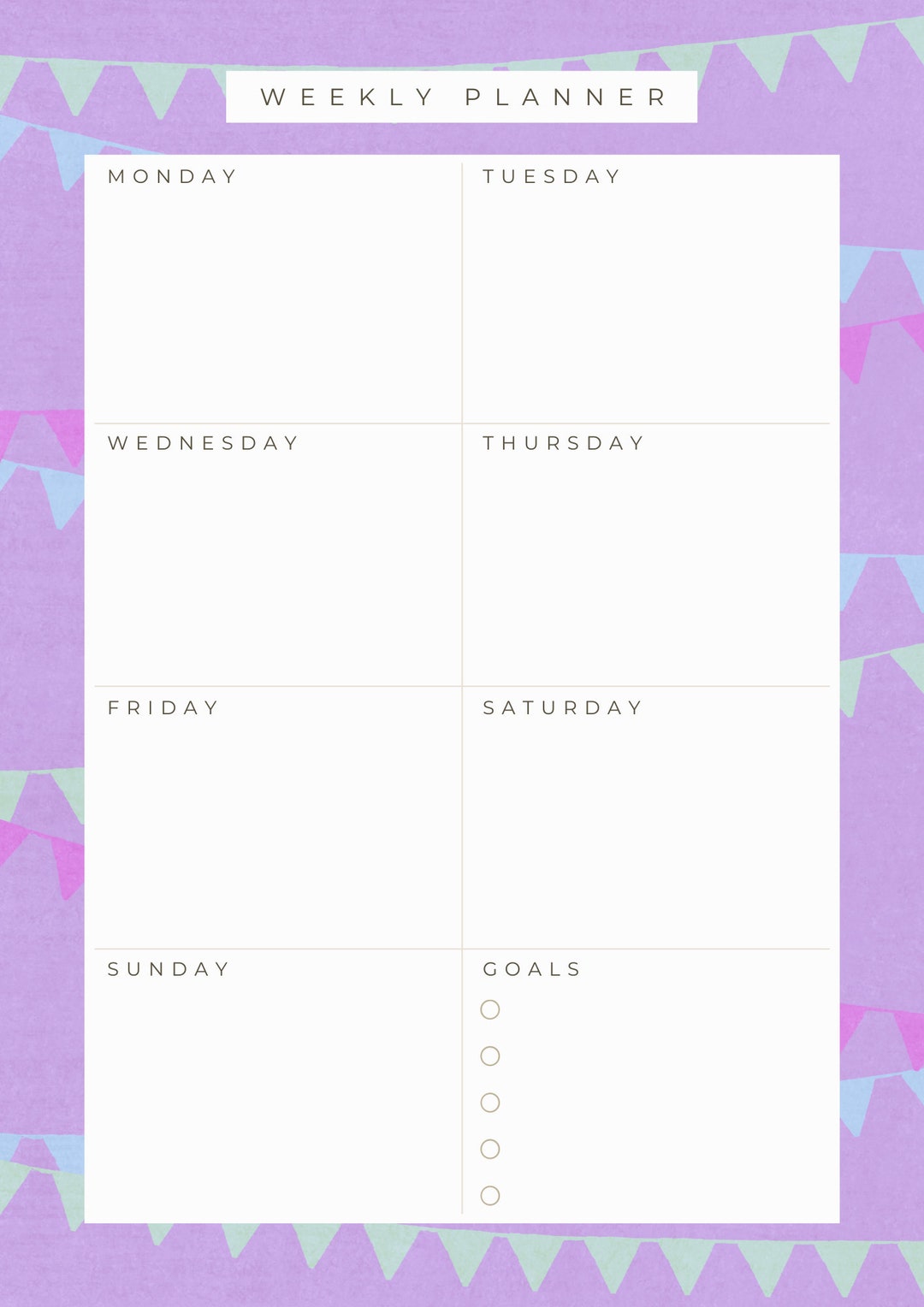 Simple Weekly Planner Printable (digital Download) - Etsy