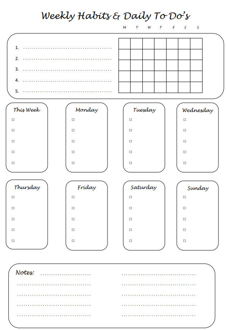 Habit Tracker & Daily To-do's - Etsy