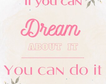Inspirational Art Print: Dream Big Wall Decor (Digitaler Download)