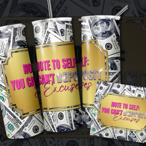 20oz Boss Money and Motivation PNG Wrap| Gold and Pink| Motivational Quote Gift for Her| High 300DPI Sublimation| Digital Download