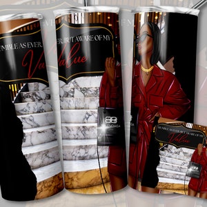 20oz Tumbler Luxury PNG Wrap| Designer Bag Seamless| Black Girl African American Woman| Motivational Quote Gift for Her| High 300DPI