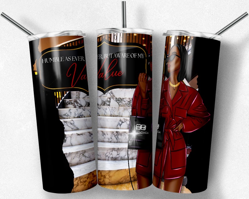 20oz Tumbler Luxury PNG Wrap Designer Bag Seamless Black Girl African