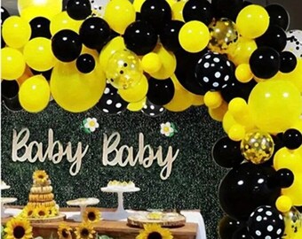 Yellow & Black Balloon Garland: Bee Birthday Party Decor