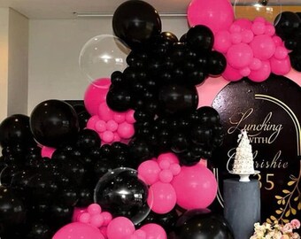 10 Ballon-Girlanden-Set, Pink & Schwarz