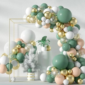 Jungle Balloon Garland/Kids Safari Birthday/Sage, Gold, White, Beige Balloons/Woodlands Baby Shower/Wild &quot;One&quot; Balloons/Milestone Birthdays