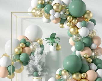 Kit de guirnalda de globos verde salvia para cumpleaños de safari y baby shower